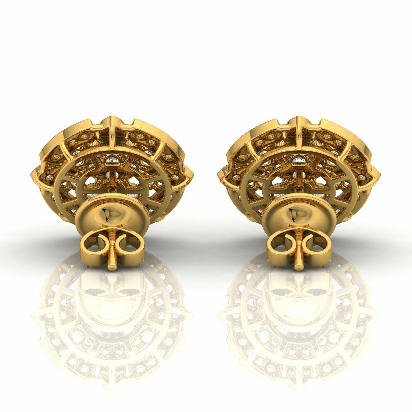 Orecchini tondi con diamante da 1,35 carati in oro 18 carati in vendita 3