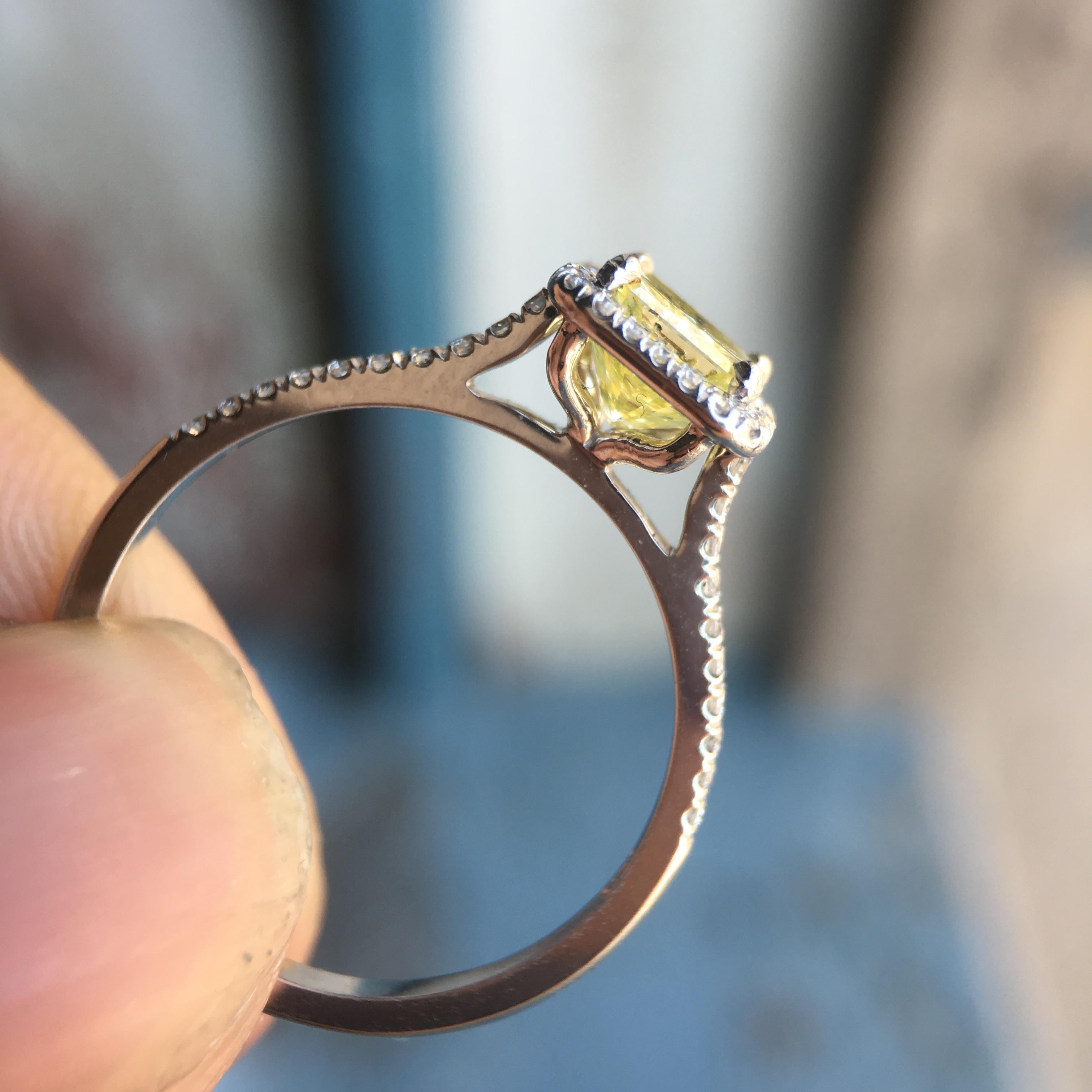 1.35 carat diamond ring on finger