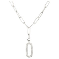1.35 Carat Diamond Oval Detachable Pendant on Paperclip Chain 18 Karat in Stock
