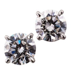 1.35 Carat Diamond Stud White Gold Earrings