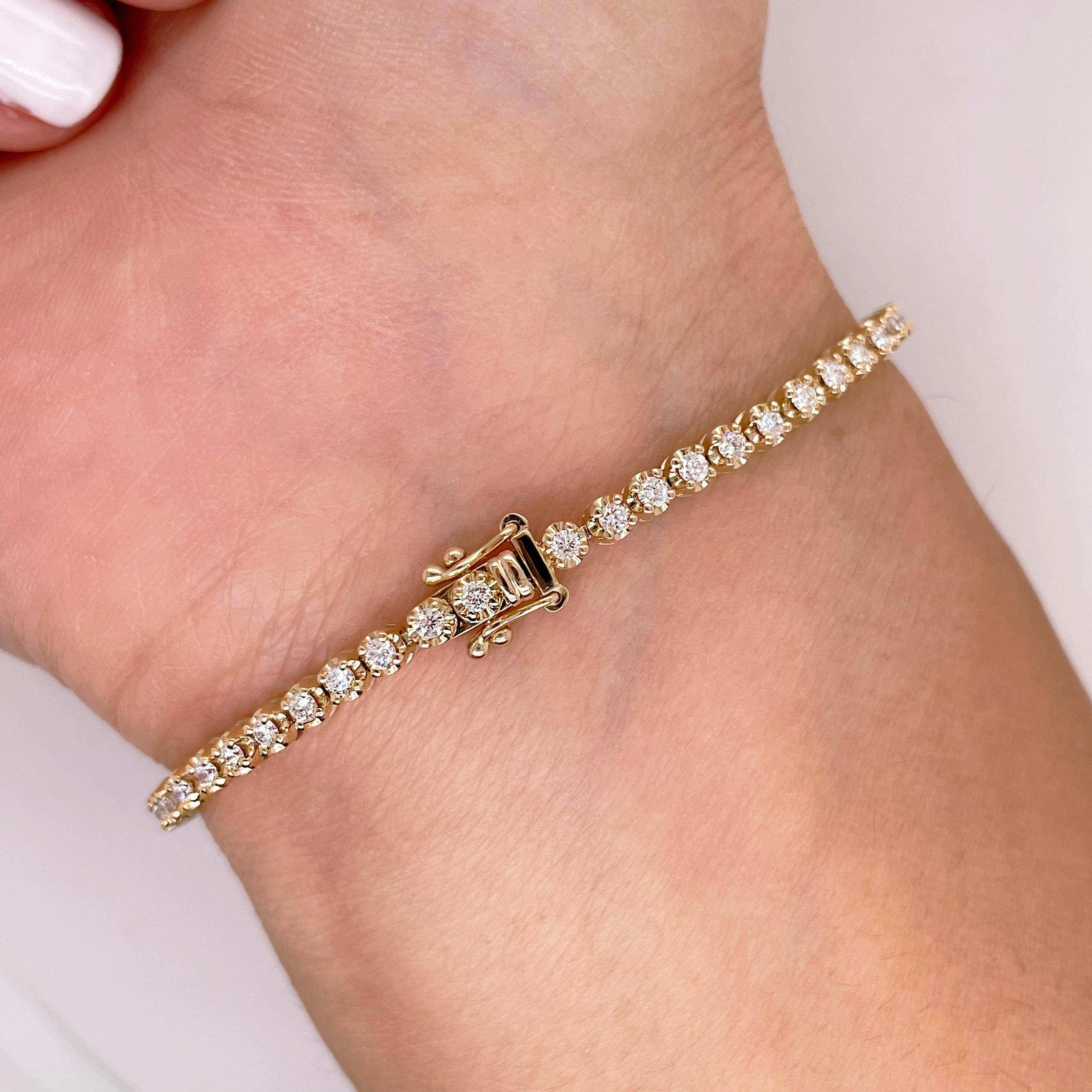 1.35 Carat Diamond Tennis Bracelet in 14K Yellow Gold, Classic Diamond Bracelet In New Condition In Austin, TX