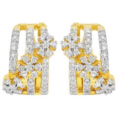 1.35 Carat Diamonds Earrings Flow Motif in Yellow Gold
