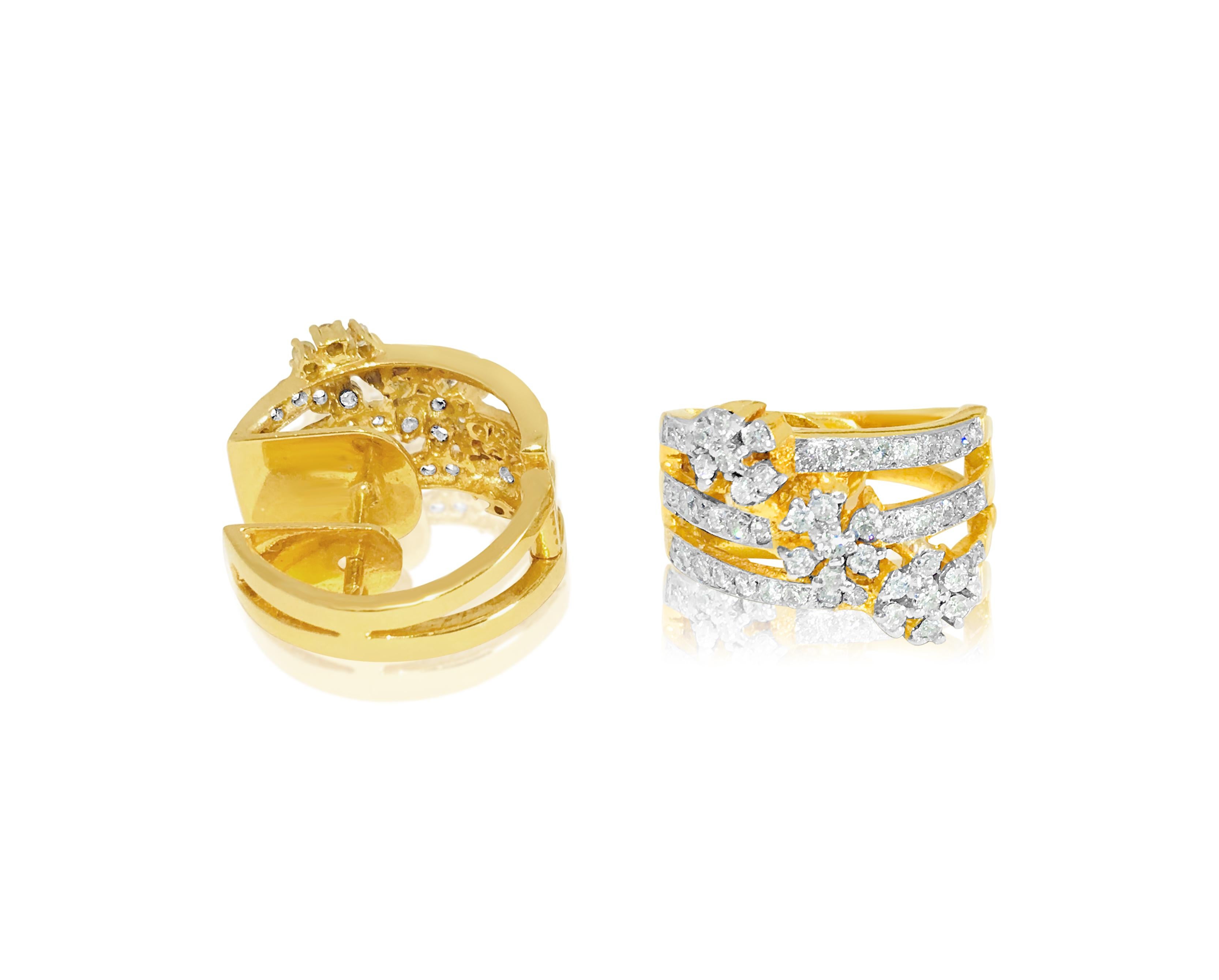 Brilliant Cut 1.35 Carat Diamonds in 14k Yellow Gold Earrings. For Sale