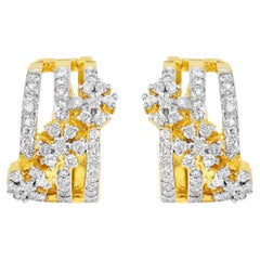 Boucles d'oreilles en or jaune 14 carats avec diamants de 1,35 carat.