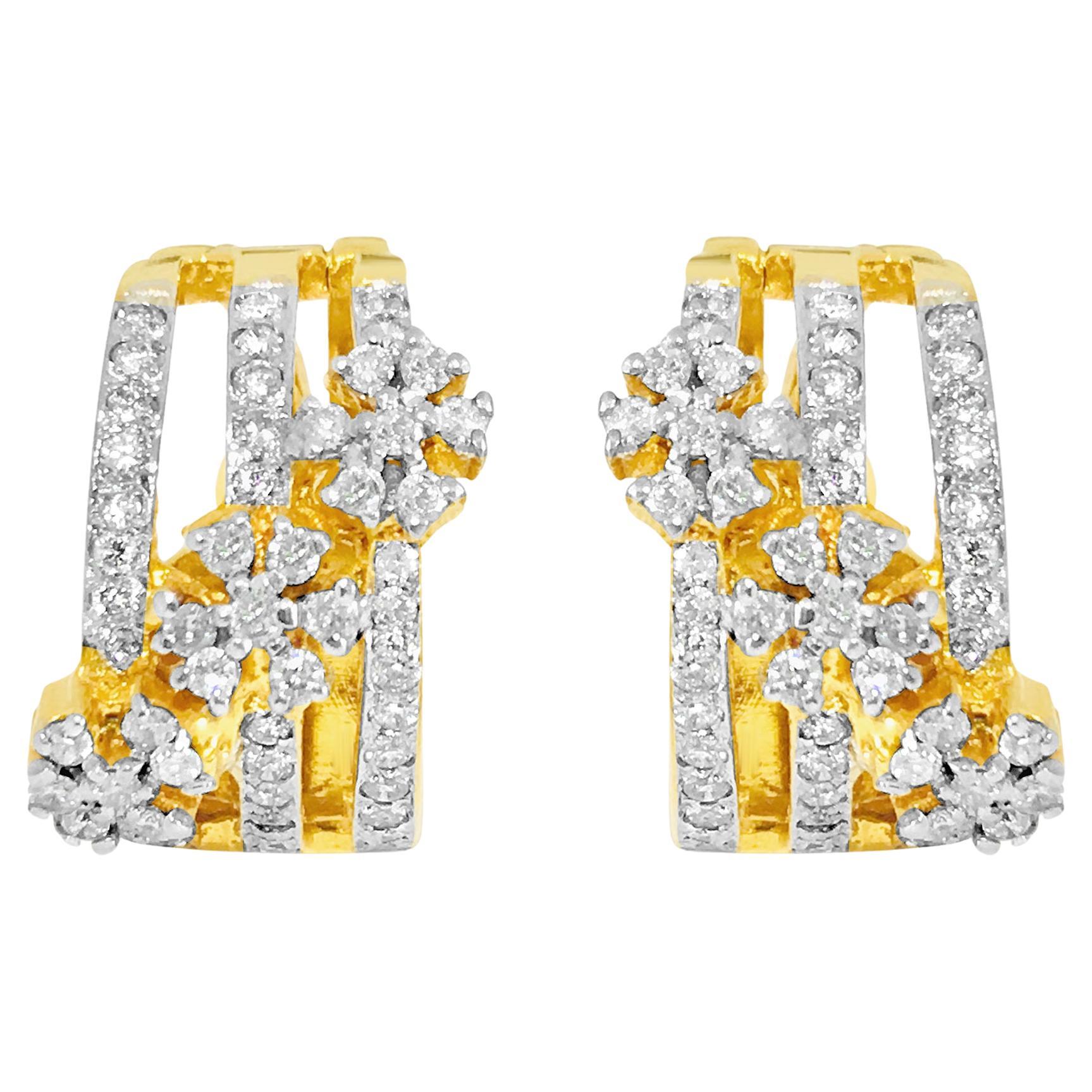 1.35 Carat Diamonds in 14k Yellow Gold Earrings