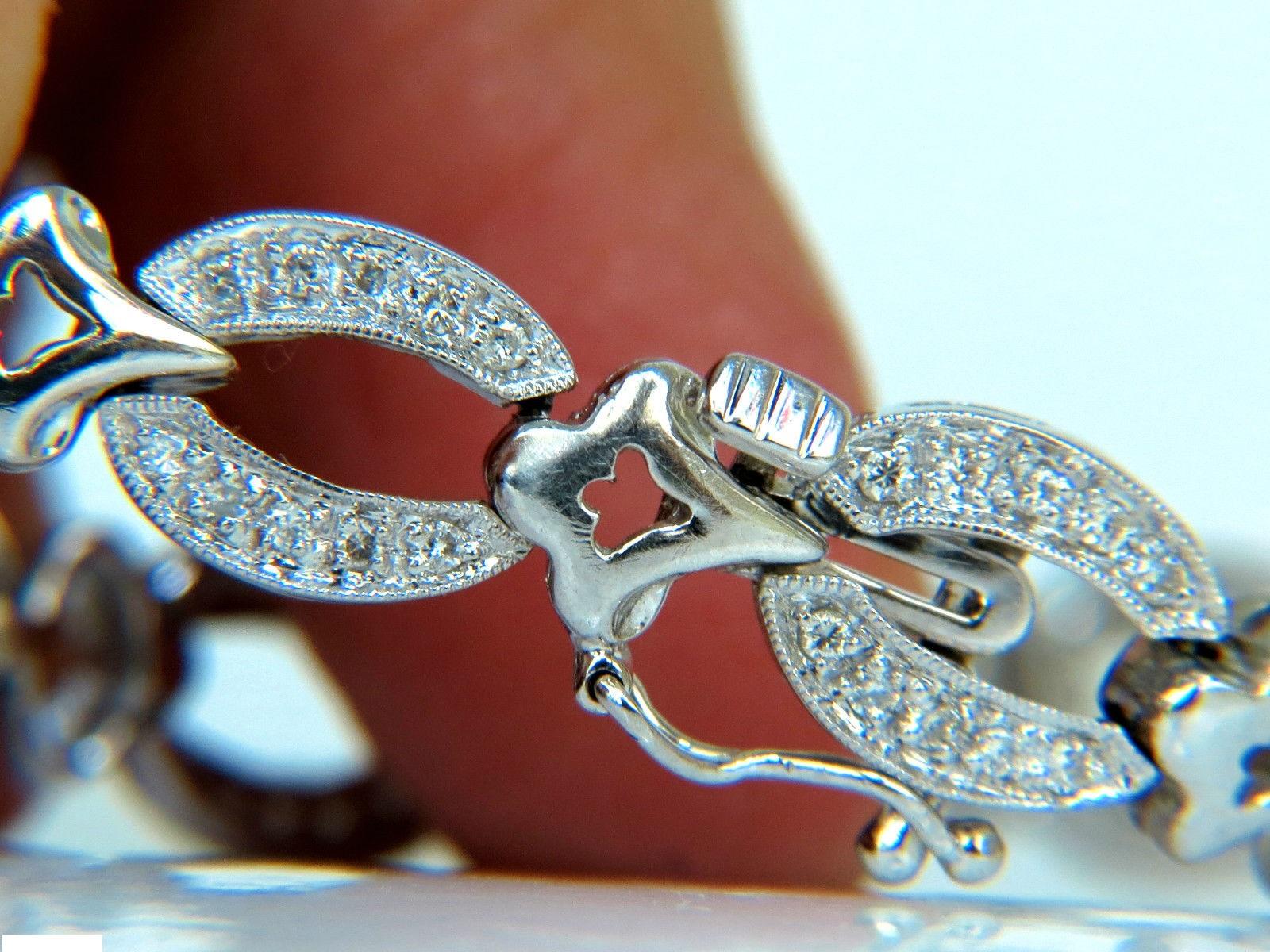 1.35 Carat Diamonds Spear Deco Link Tennis Bracelet 14 Karat In New Condition In New York, NY