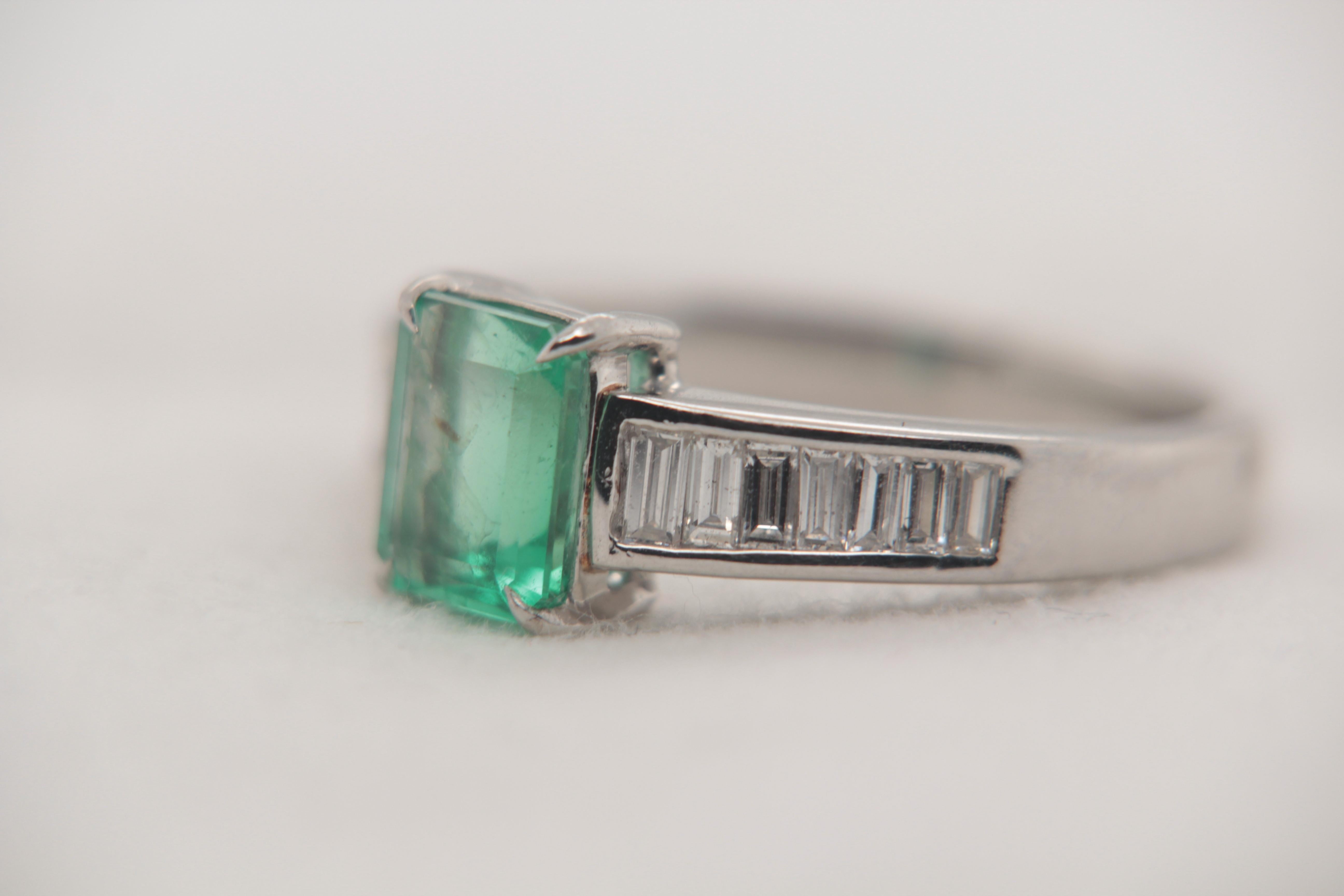 Square Cut 1.35 Carat Emerald and Diamond Ring in 18 Karat Gold