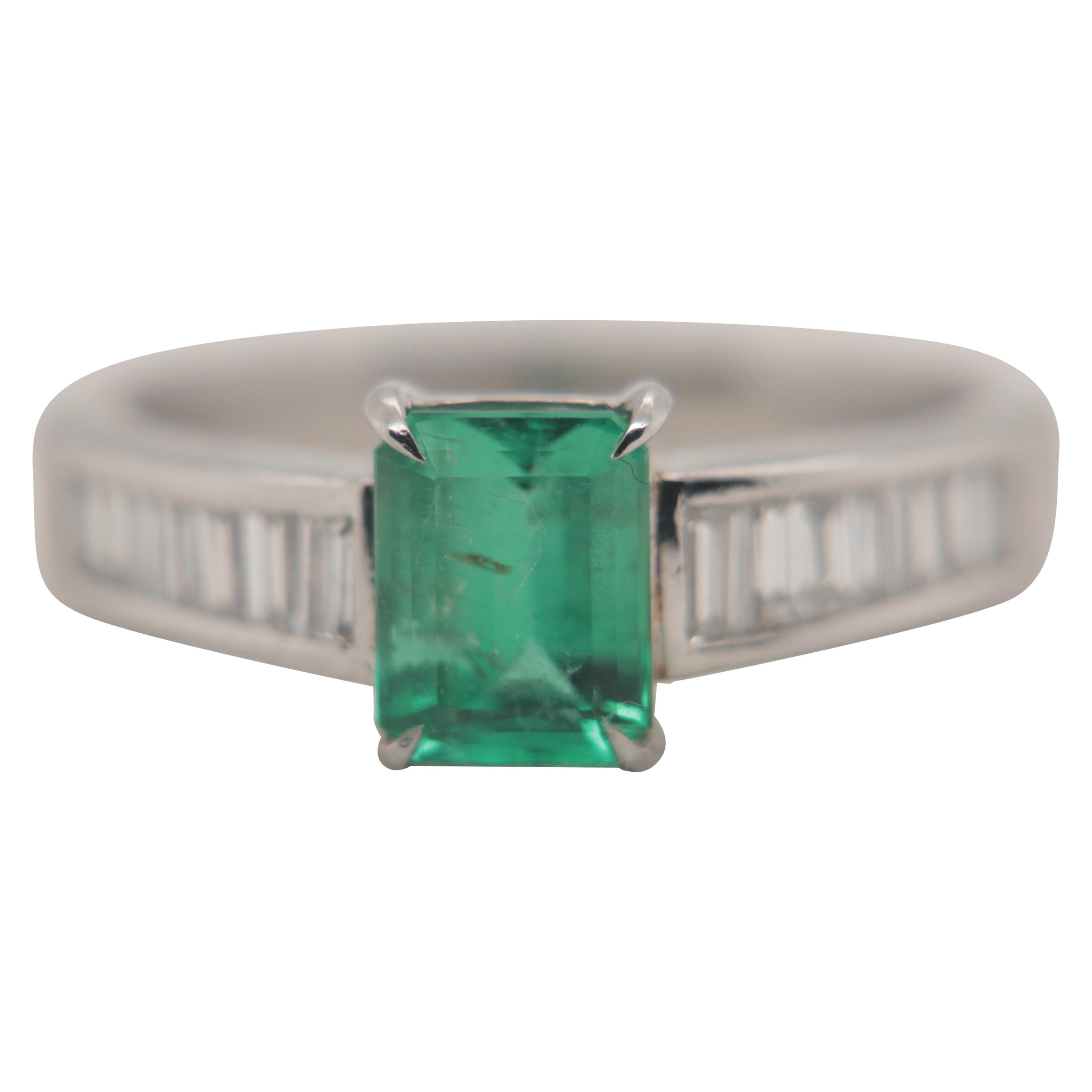 1.35 Carat Emerald and Diamond Ring in 18 Karat Gold