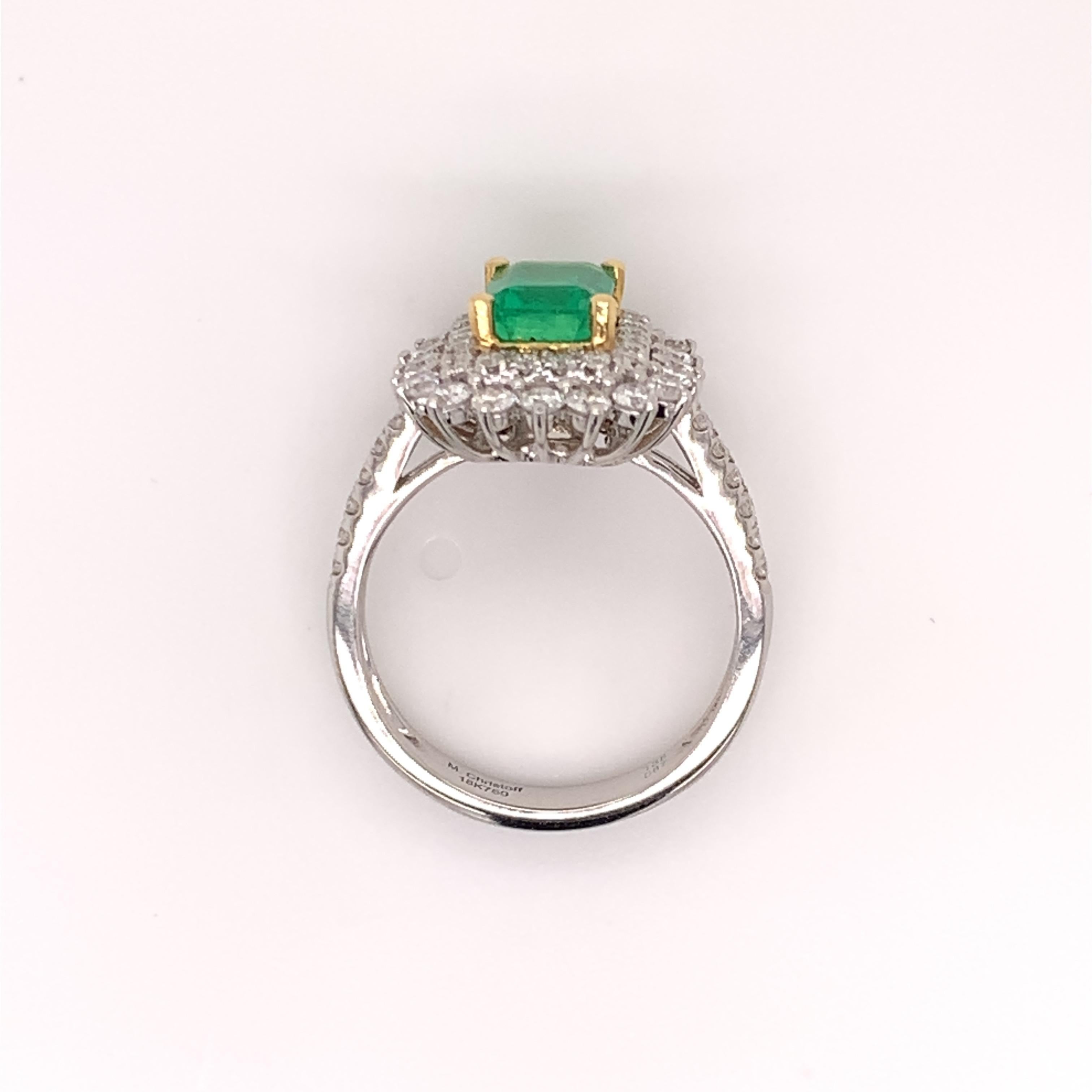 Contemporary 1.35 Carat Emerald Diamond Ring