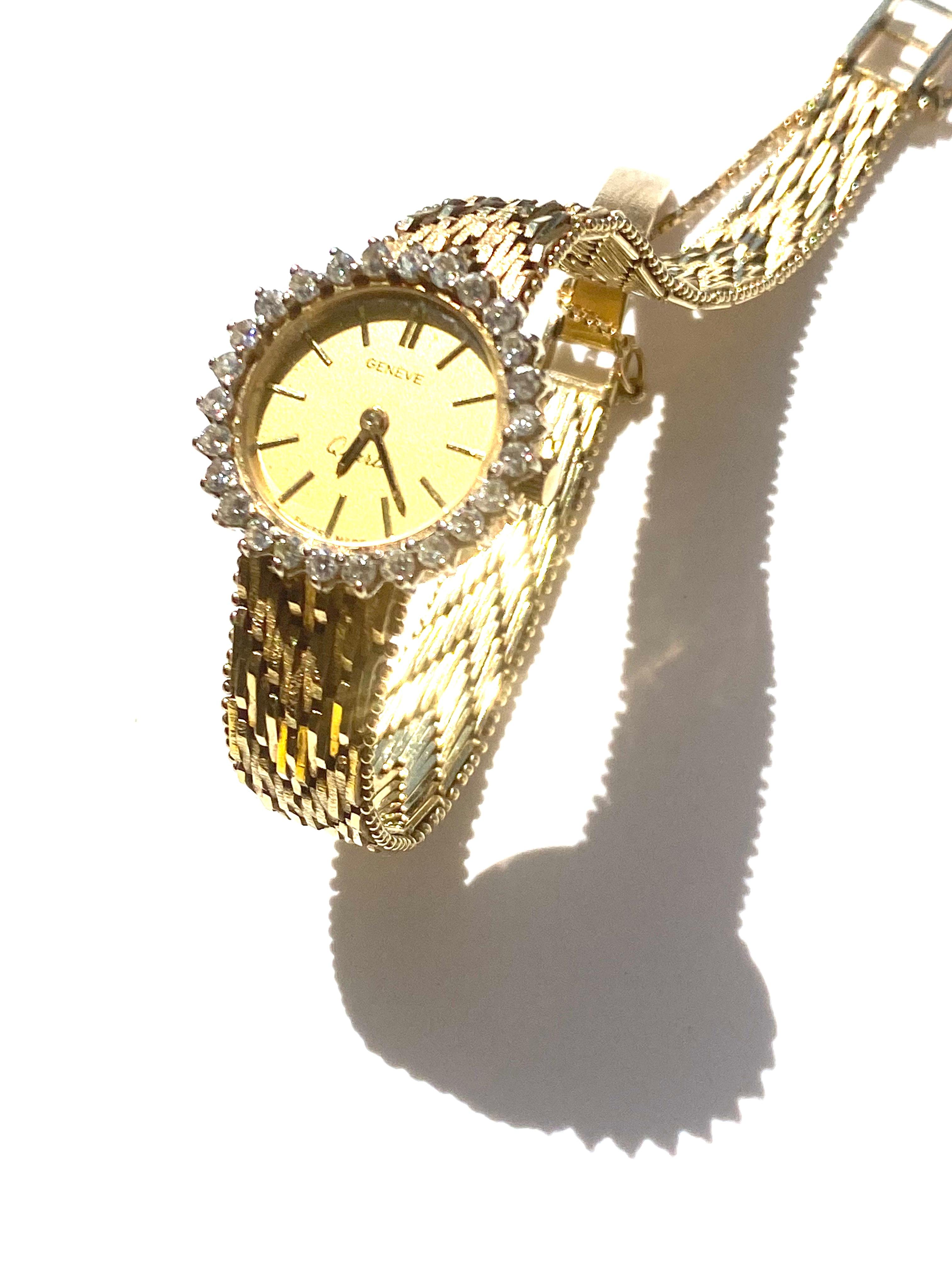 geneva quartz watch with diamonds
