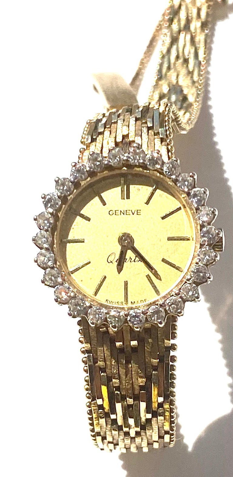 Geneva ladies watch with diamonds hot sale