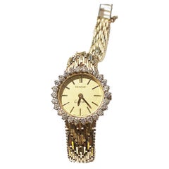 1,35 Karat Genf Quarz Diamant Damenuhr 14 Karat Gelbgold