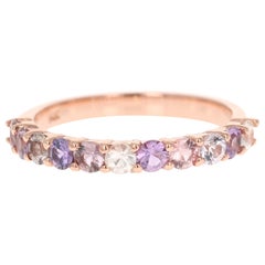 1.35 Carat Multicolored Sapphire 14 Karat Rose Gold Stackable Band