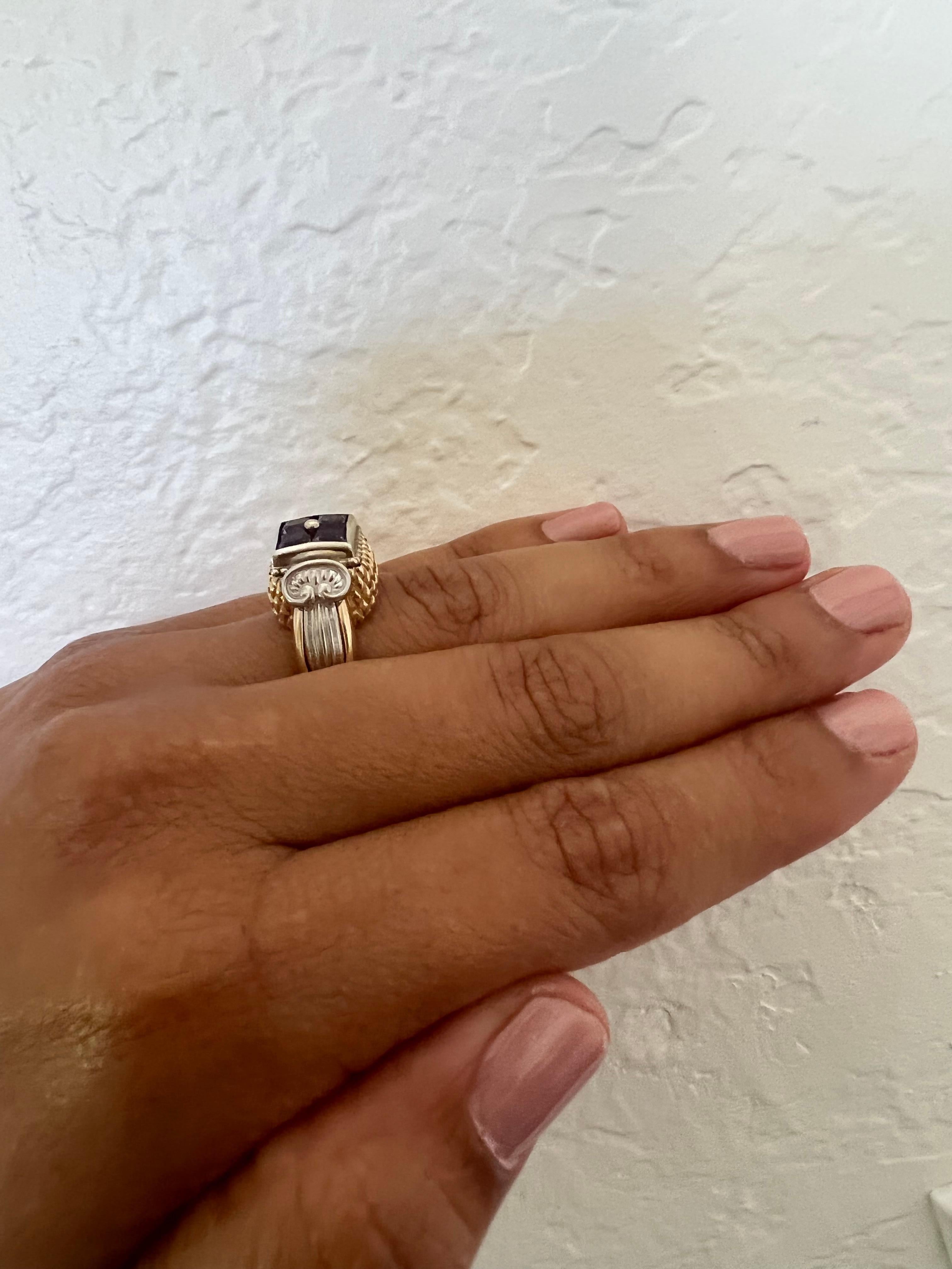 Bague en or jaune blanc 14 carats avec améthyste naturelle de 1,35 carat Neuf - En vente à Los Angeles, CA