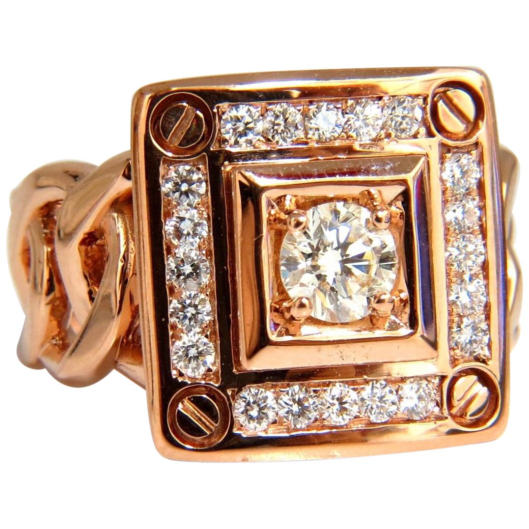 1.35 Carat Natural Diamond "Cuban Band" Men's Ring 18 Karat* For Sale