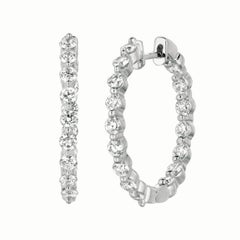 1.35 Carat Natural Diamond Hoop Earrings G SI in 14K White Gold