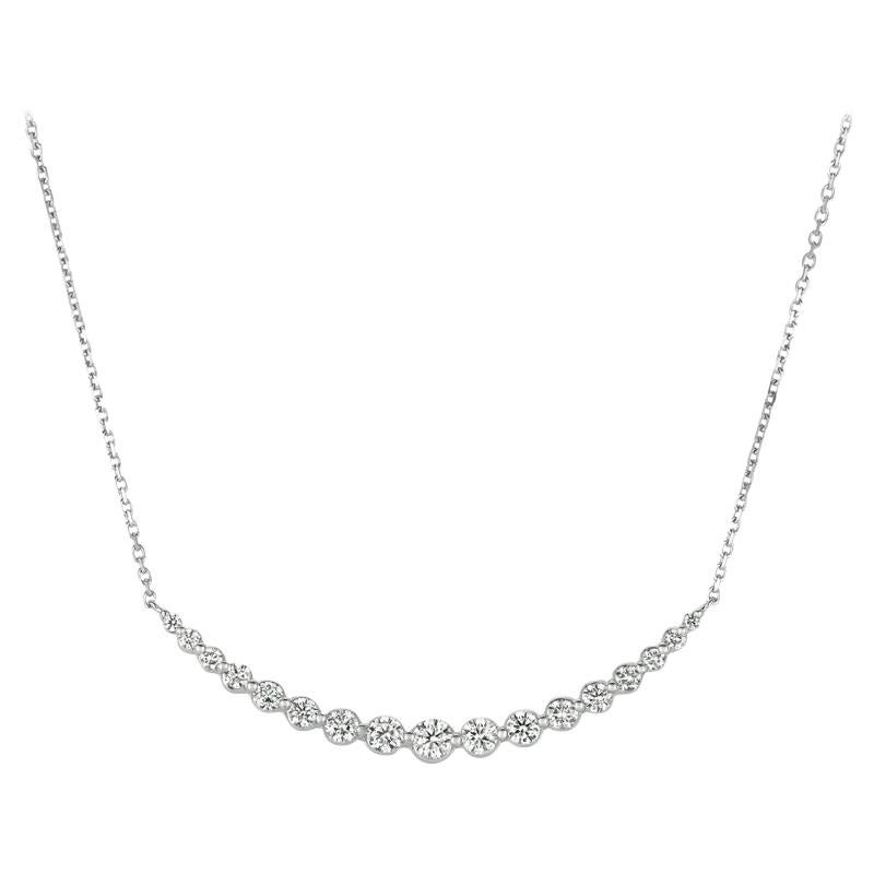 1.35 Carat Natural Diamond Necklace 14 Karat White Gold G SI Chain For Sale