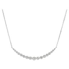 1.35 Carat Natural Diamond Necklace 14 Karat White Gold G SI Chain