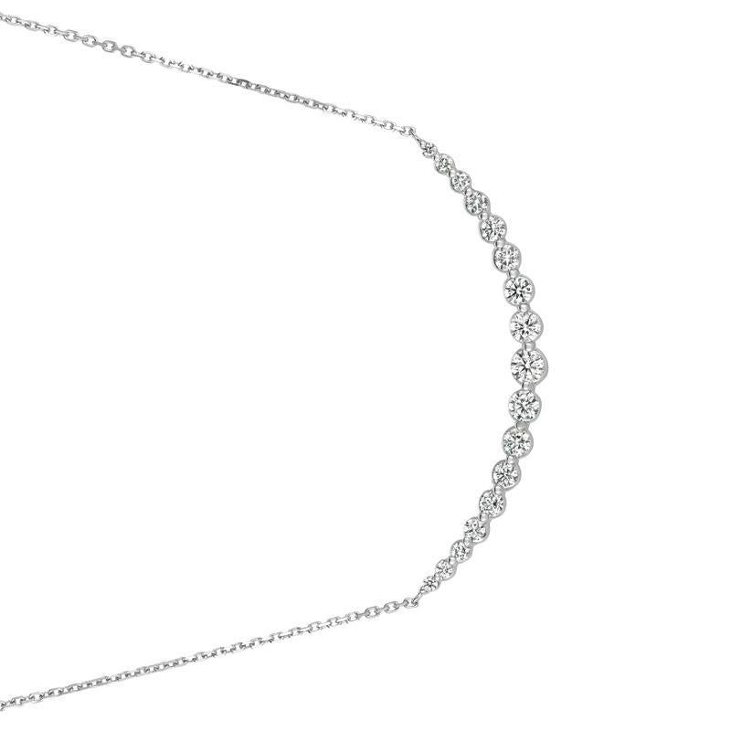 Contemporary 1.35 Carat Natural Diamond Necklace 14 Karat White Gold G SI Chain For Sale