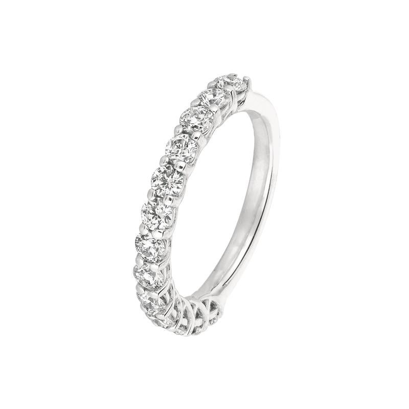 Contemporary 1.35 Carat Natural Diamond Ring Band G SI 14 Karat White Gold 13 Stones For Sale