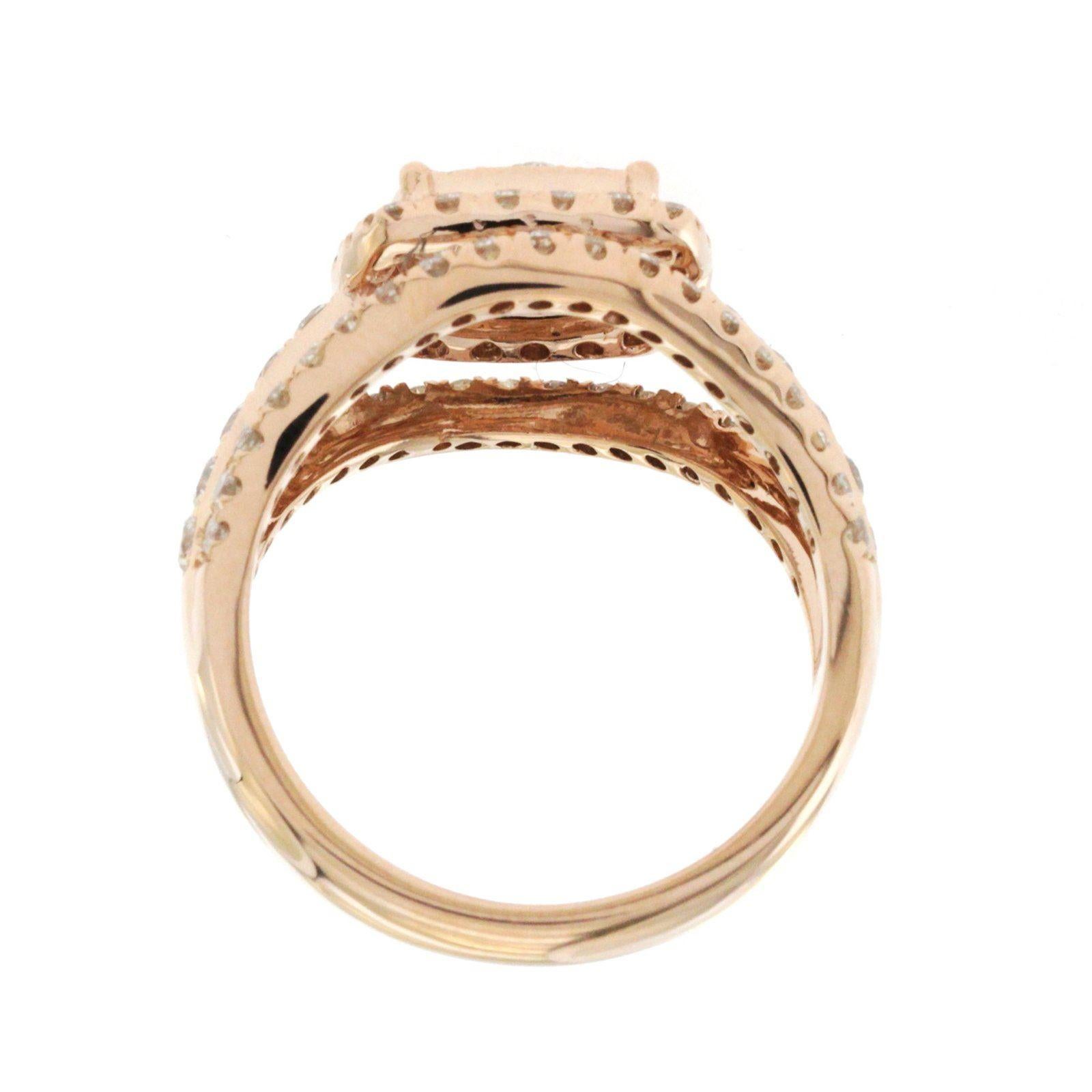 1.35 Carat Natural Diamonds G SI1 in 14 Karat Rose Gold Engagement Ring In New Condition In Los Angeles, CA