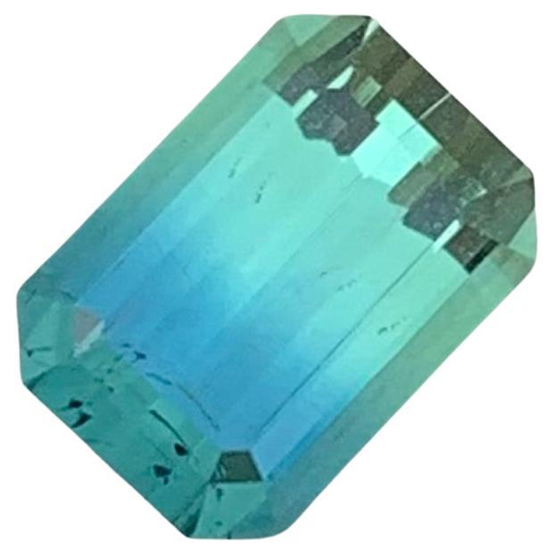 Tourmaline naturelle non sertie bicolore de 1.35 carats en forme d'émeraude pour bijoux  en vente