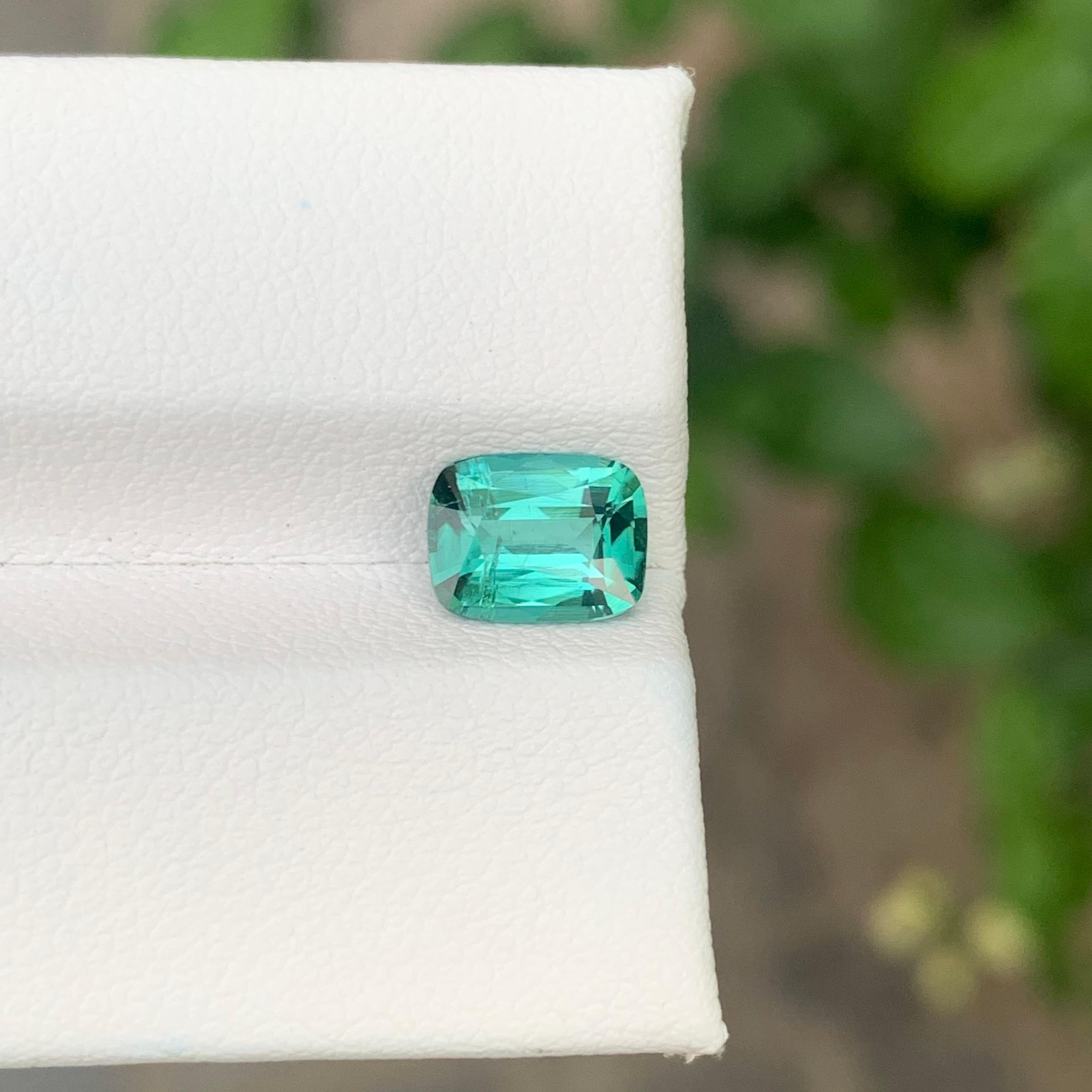 1.35 Carat Natural Loose Blue Green Tourmaline Cushion Shape Gemstone For Sale 4