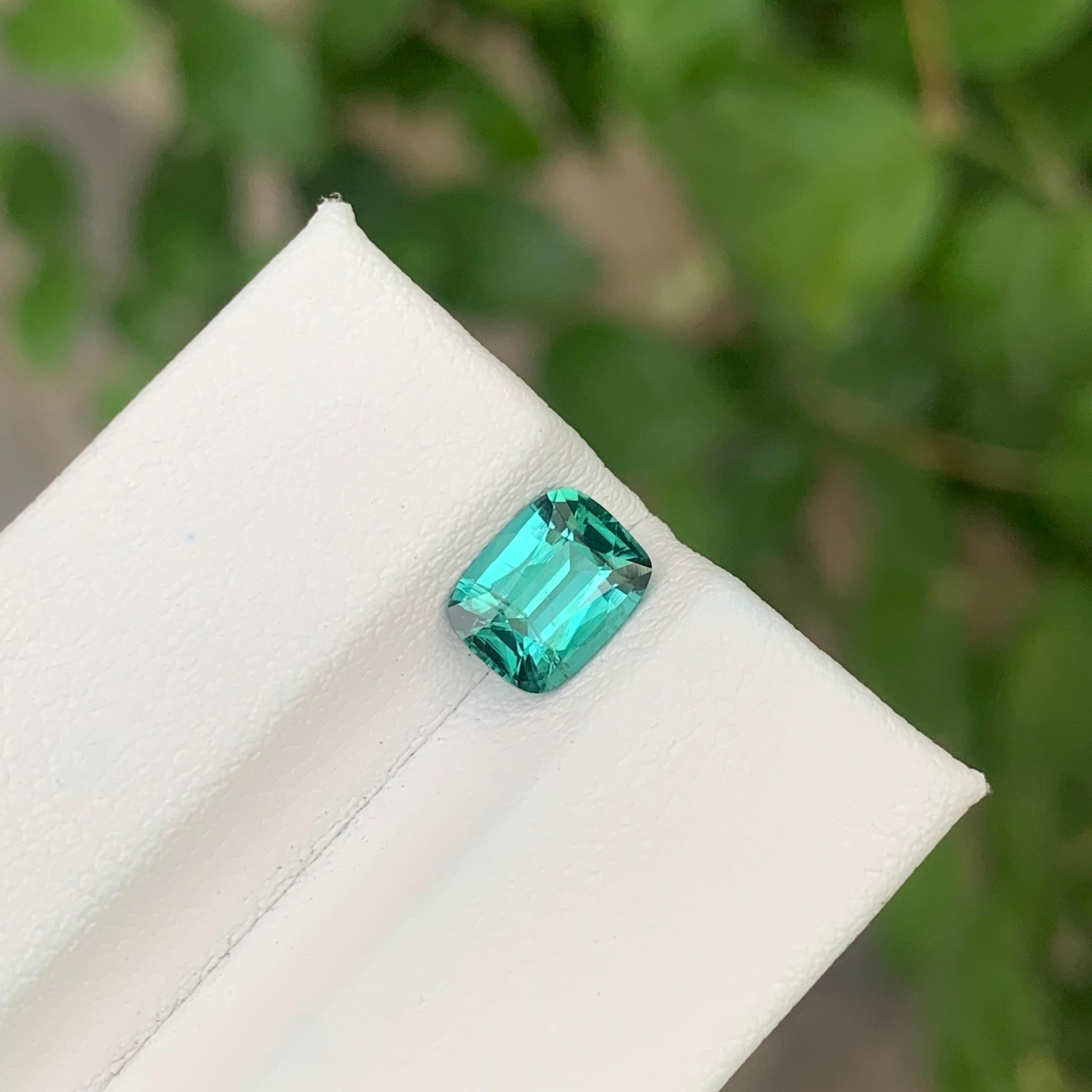 1.35 Carat Natural Loose Blue Green Tourmaline Cushion Shape Gemstone For Sale 6