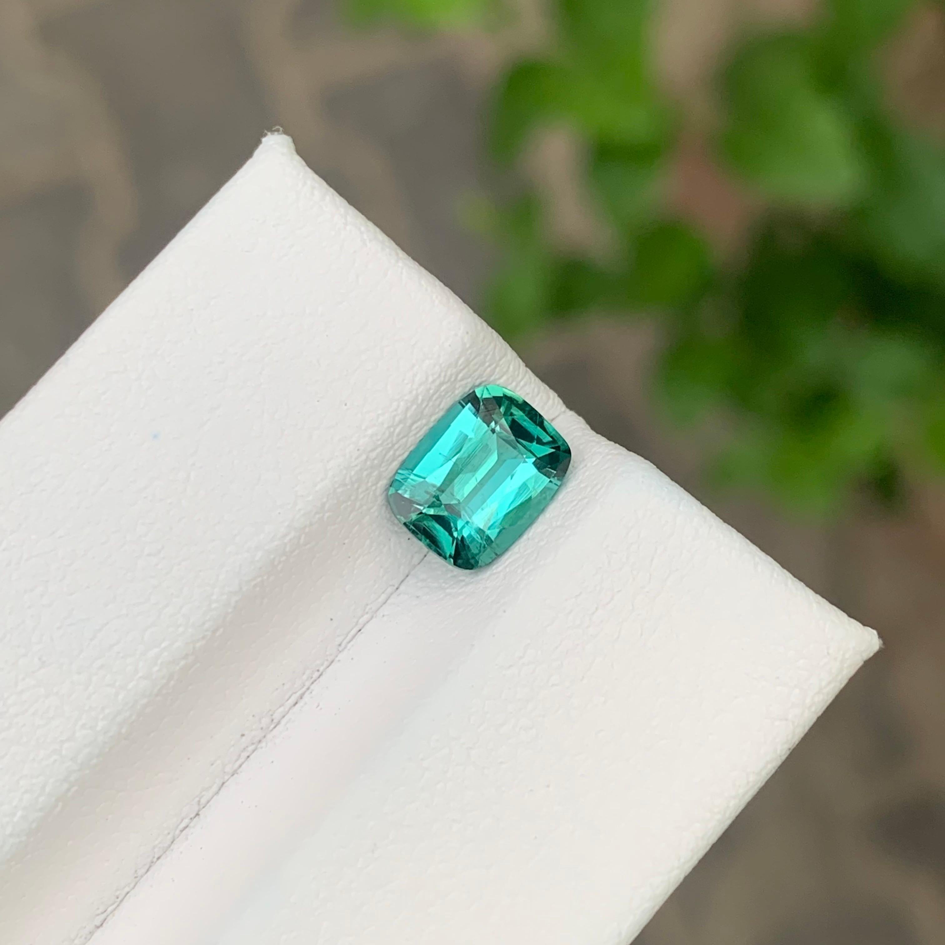 1.35 Carat Natural Loose Blue Green Tourmaline Cushion Shape Gemstone In New Condition For Sale In Peshawar, PK