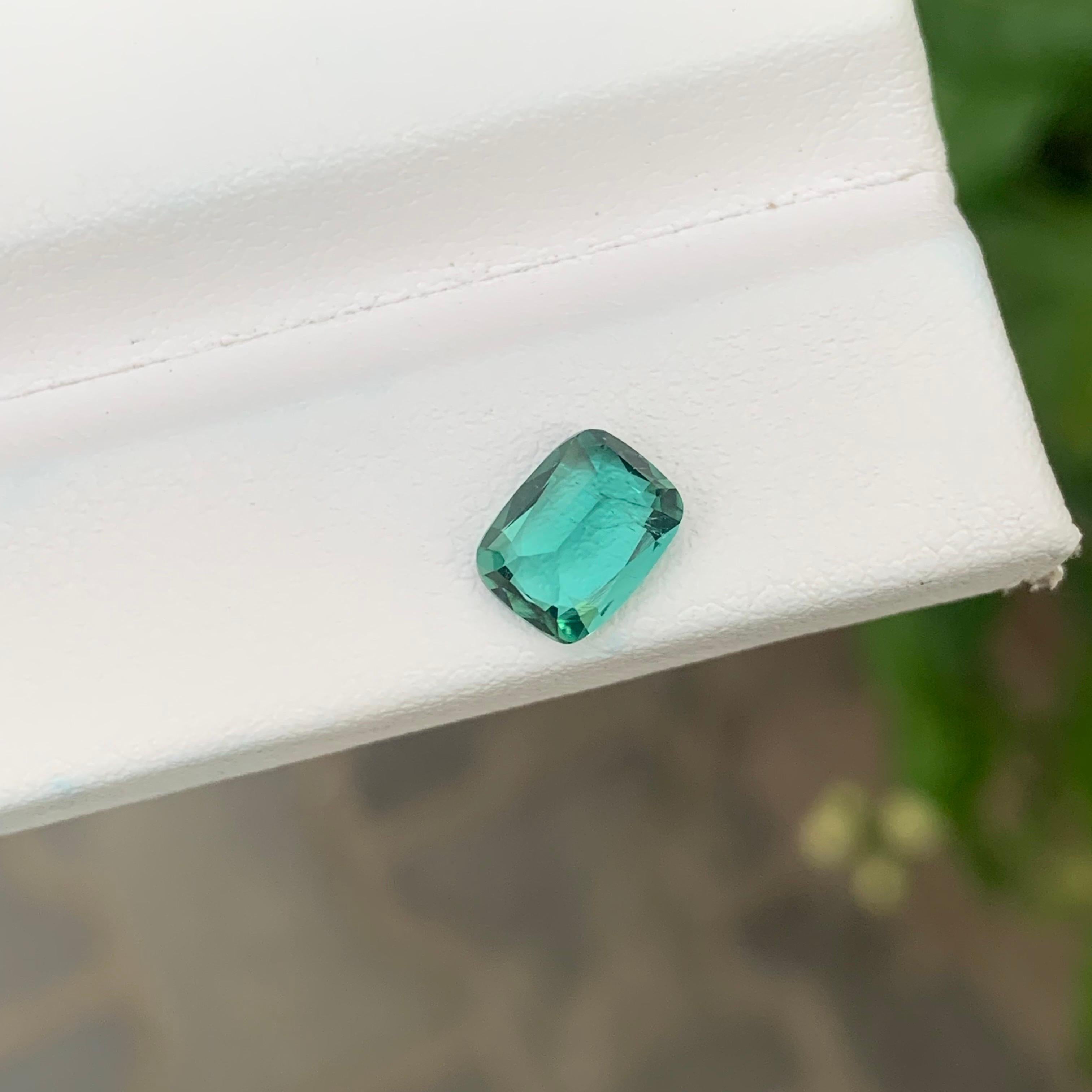 1.35 Carat Natural Loose Blue Green Tourmaline Cushion Shape Gemstone For Sale 1