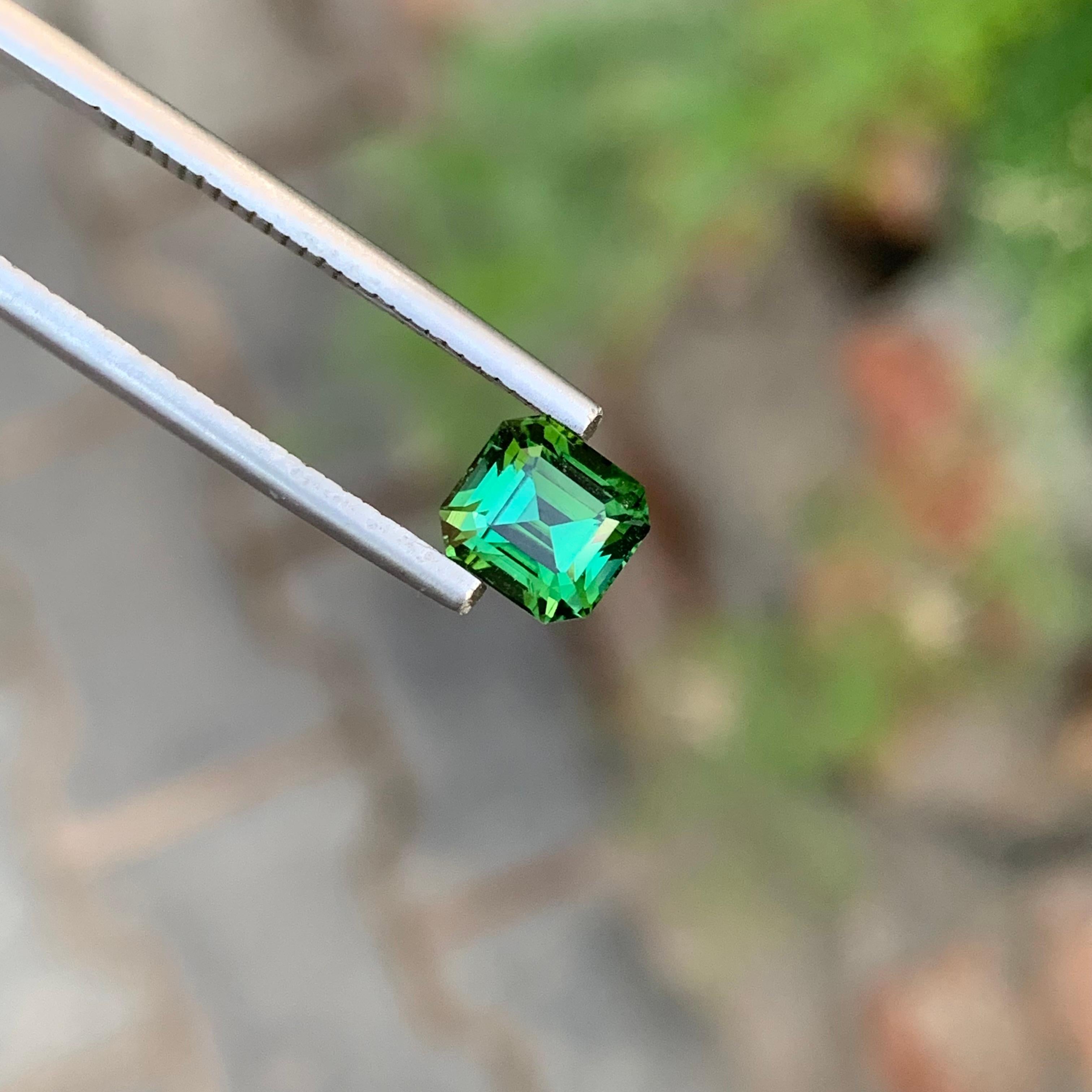 1.35 Carat Natural Loose Deep Green Tourmaline Octagon Shape Gem For Jewellery In New Condition For Sale In Peshawar, PK