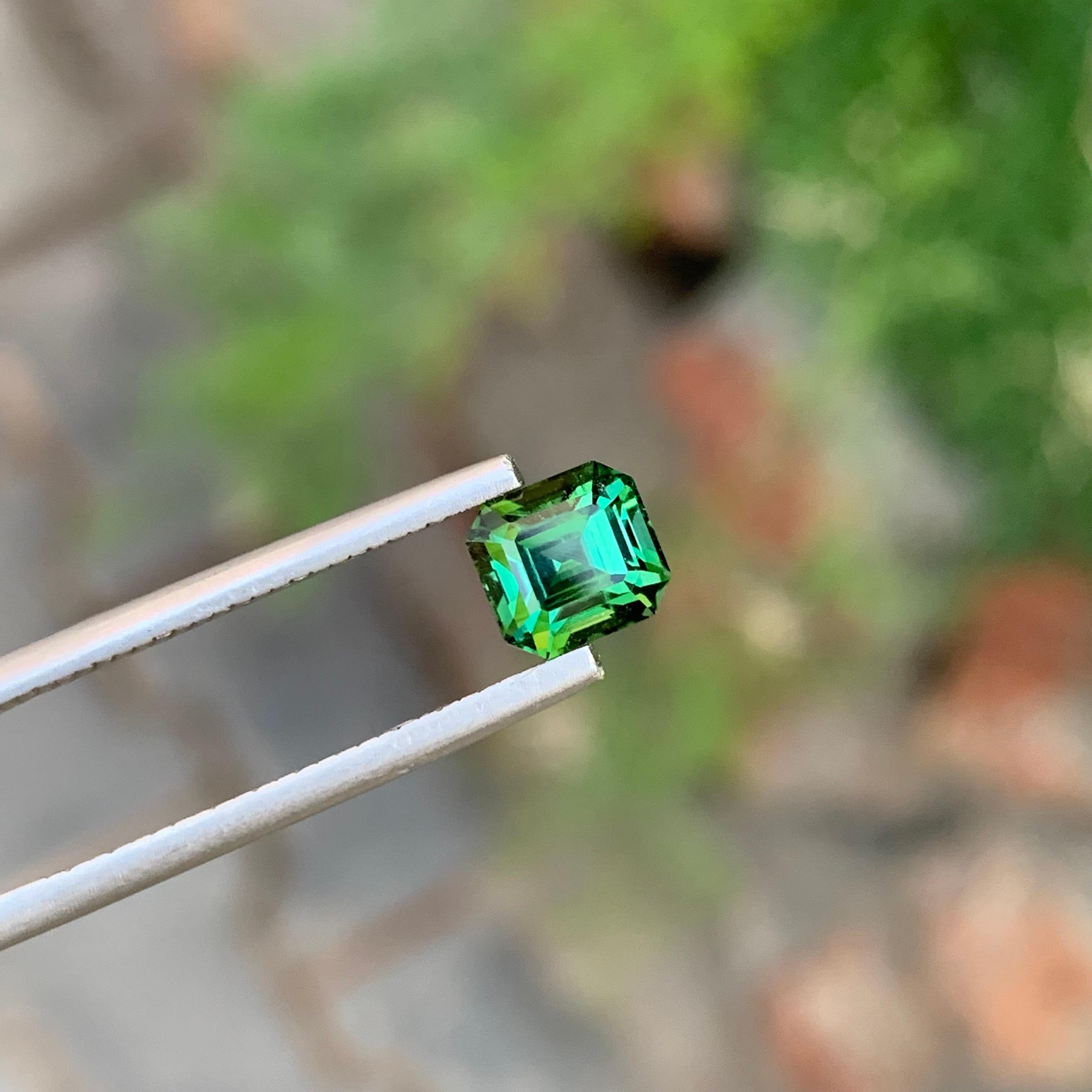1.35 Carat Natural Loose Deep Green Tourmaline Octagon Shape Gem For Jewellery For Sale 1