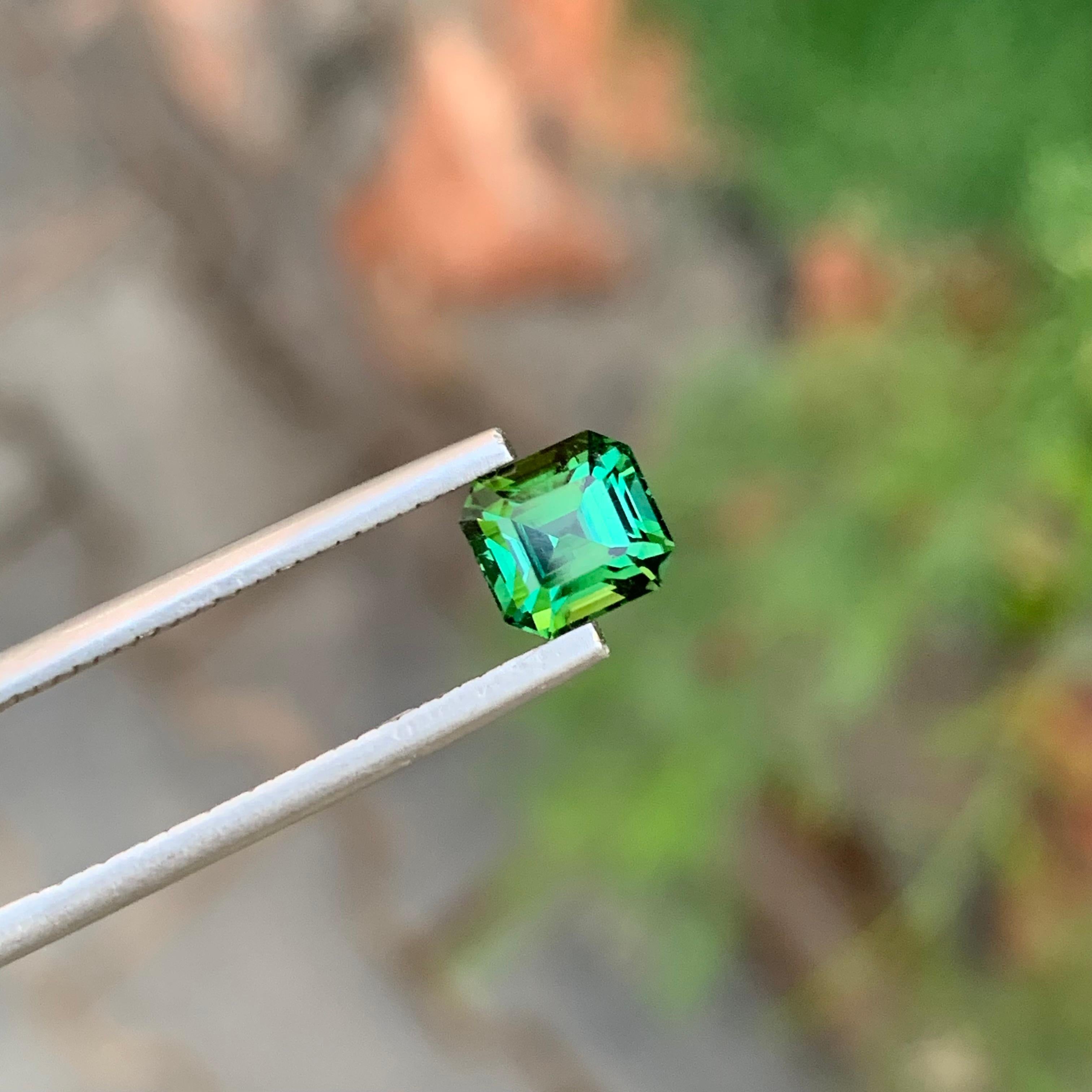1.35 Carat Natural Loose Deep Green Tourmaline Octagon Shape Gem For Jewellery For Sale 2