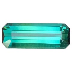 1.35 Carat Natural Loose Greenish Blue Tourmaline Emerald Cut Afghan Gemstone