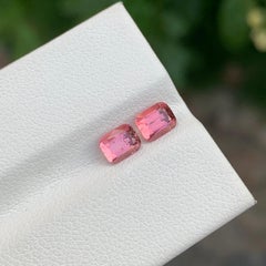 1.35 Carat Natural Loose Pink Tourmaline Pair Cushion Shape Gem For Earrings