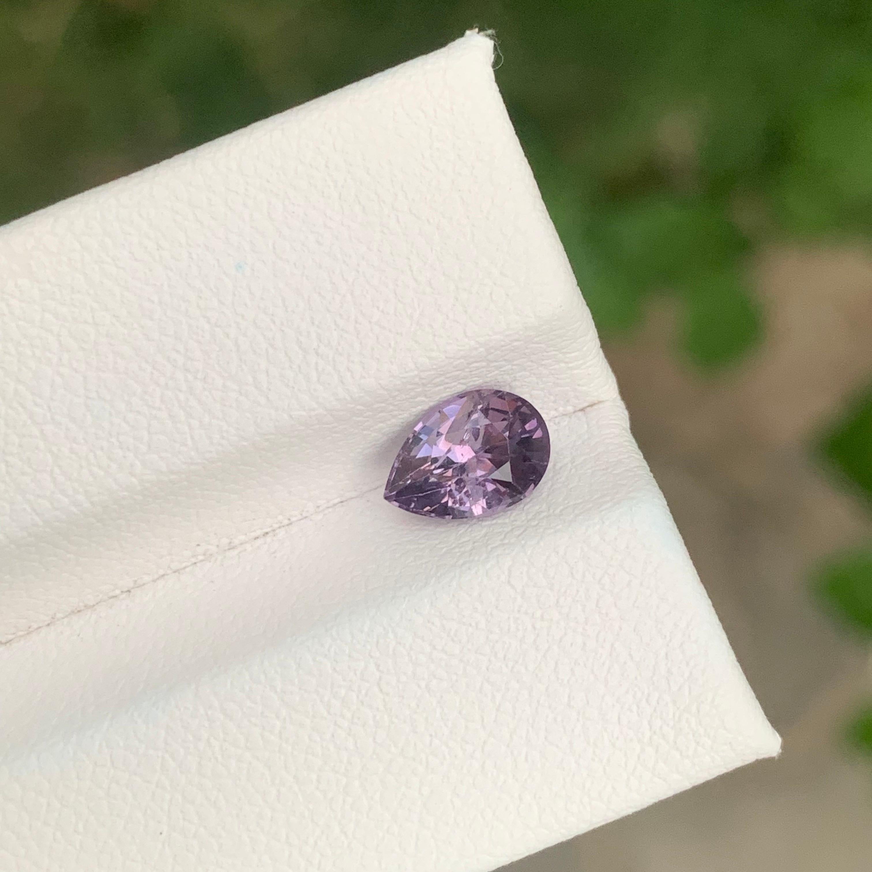 Arts and Crafts 1.35 Carat Natural Purple Spinel Pear Shape Loose Gemstone For Sale
