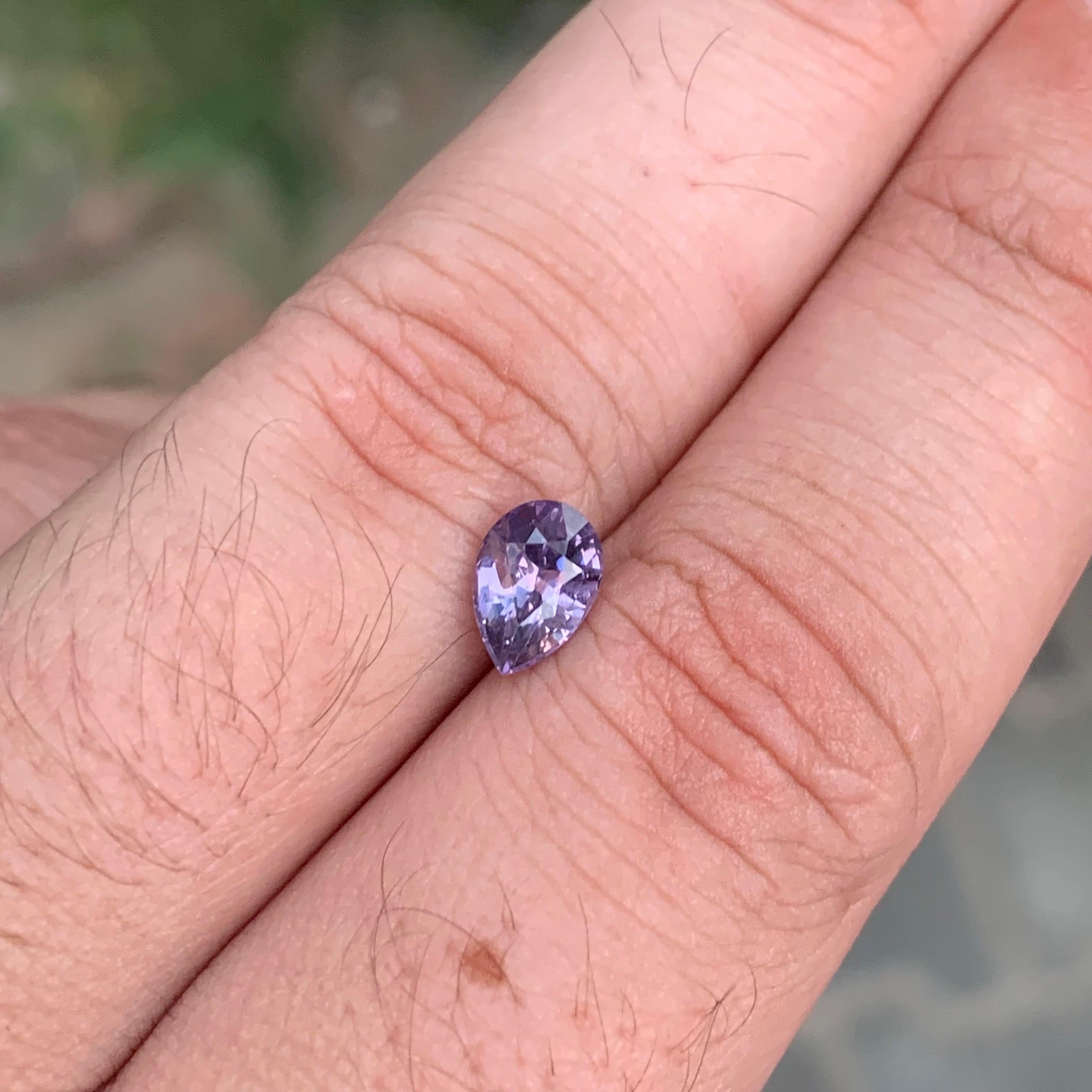 Women's or Men's 1.35 Carat Natural Purple Spinel Pear Shape Loose Gemstone For Sale