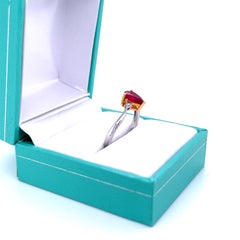 1.35 Carat Pear Cut Natural Ruby and Diamonds in 14k White Gold Curved Band Ring
