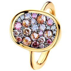 1.35 Carat Pink, Fancy Chocolate Pink Brownish Pink Diamond Pave Ring
