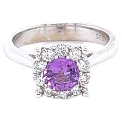 1.35 Carat Pink Sapphire Diamond 14 Karat White Gold Engagement Ring