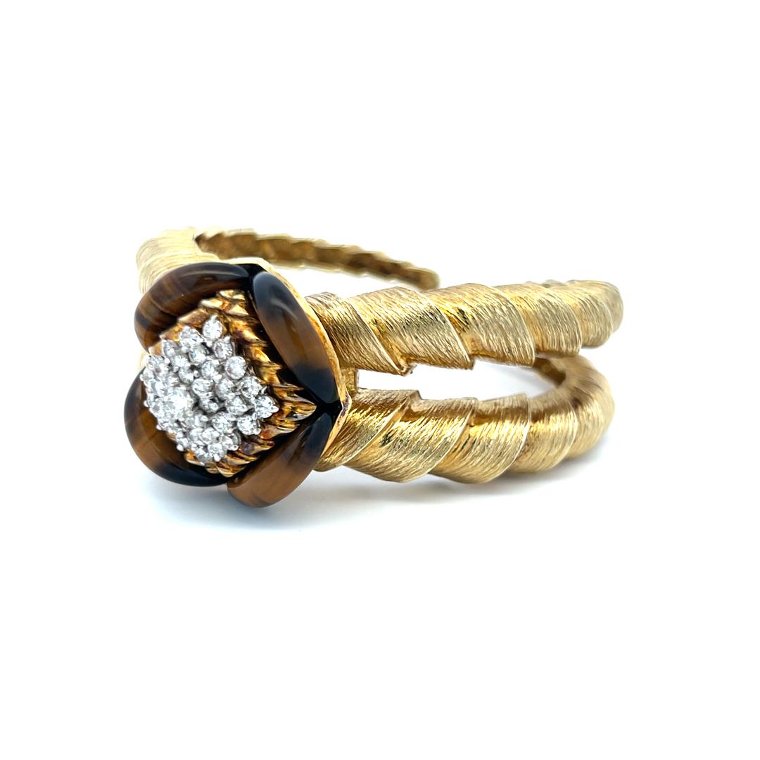 Bracelet jonc en or jaune 18 carats avec diamants ronds brillants de 1,35 carat H VS en vente 2