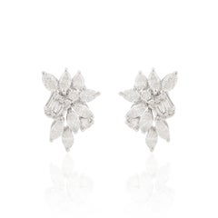 1,35 Karat runder birnenförmiger Marquise Baguette-Diamant-Ohrringe aus 10 Karat Weißgold