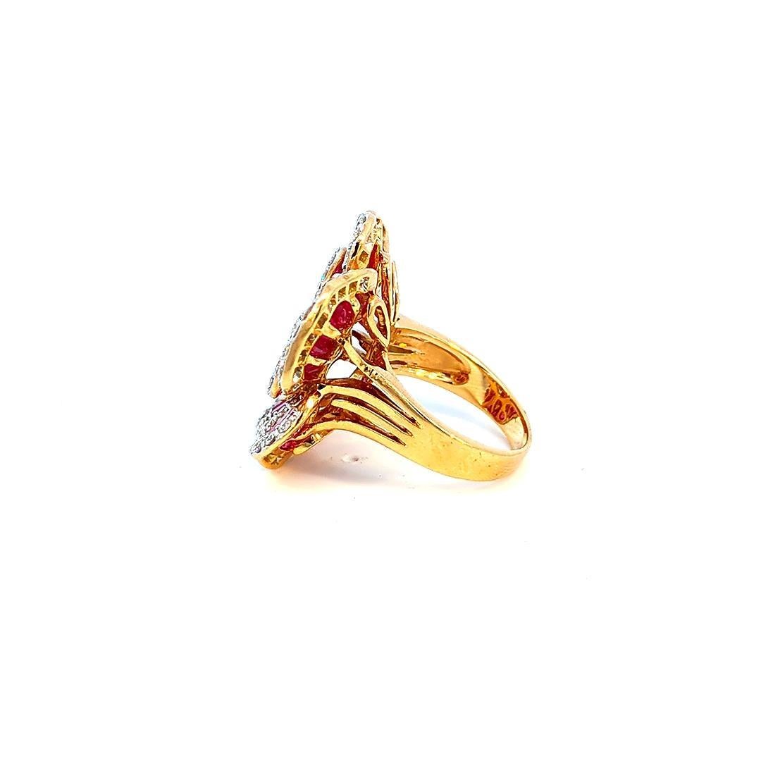 Modern 13.5 Carat Ruby 4.25 Carat Diamond Illusion Ring