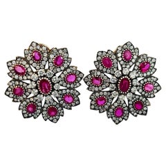 Boucle d'oreille en or 18 carats rubis 13,5 carats et diamant 8,3 carats