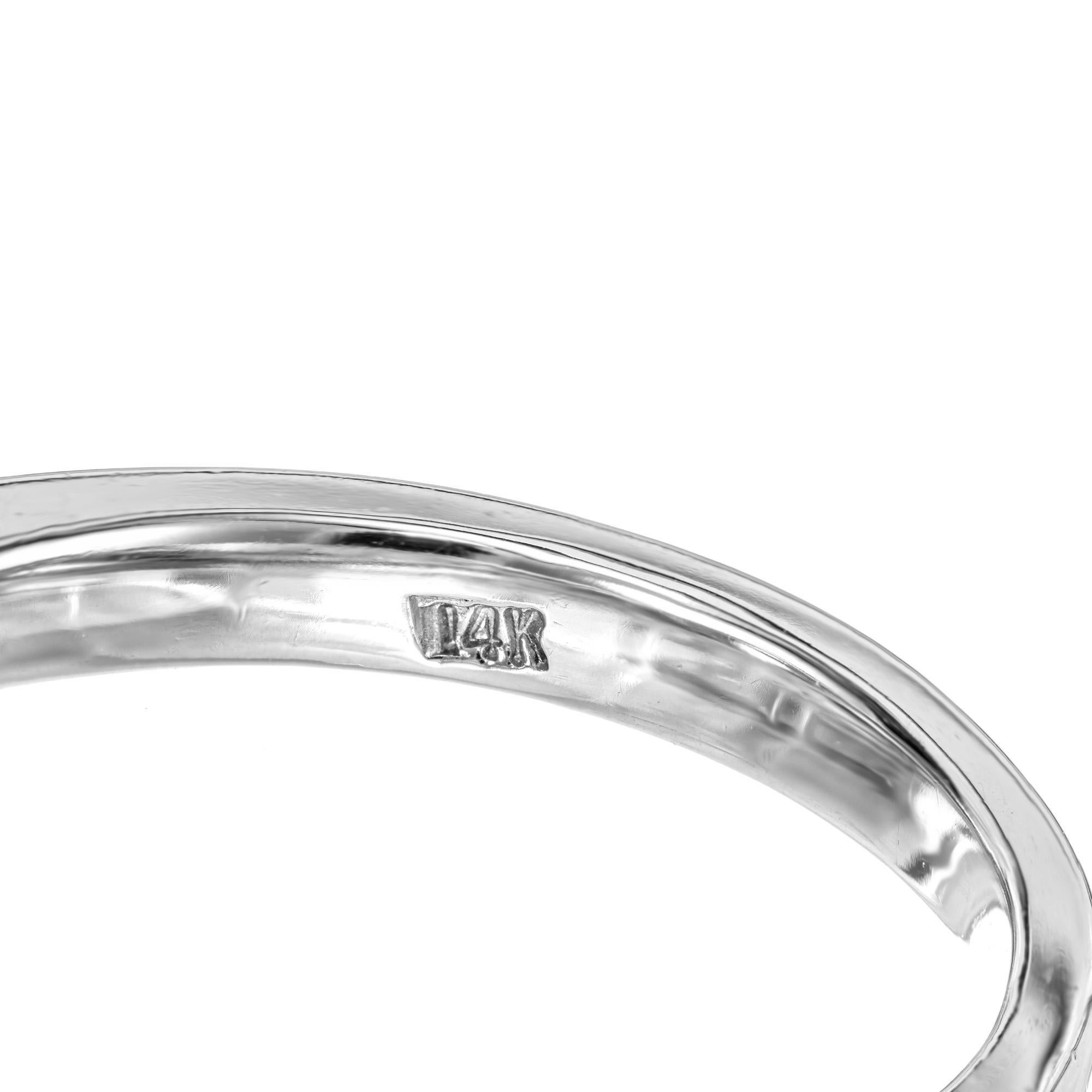 Round Cut 1.35 Carat Sapphire White Gold Diamond Three-Stone Art Deco Engagement Ring  For Sale