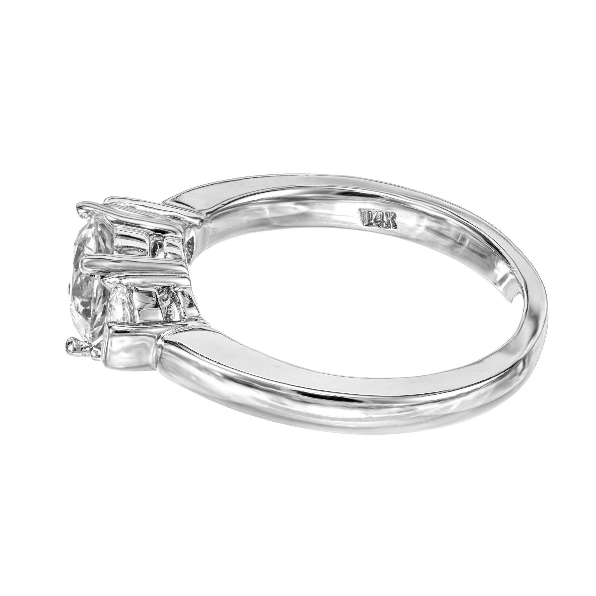 Women's 1.35 Carat Sapphire White Gold Diamond Three-Stone Art Deco Engagement Ring  For Sale