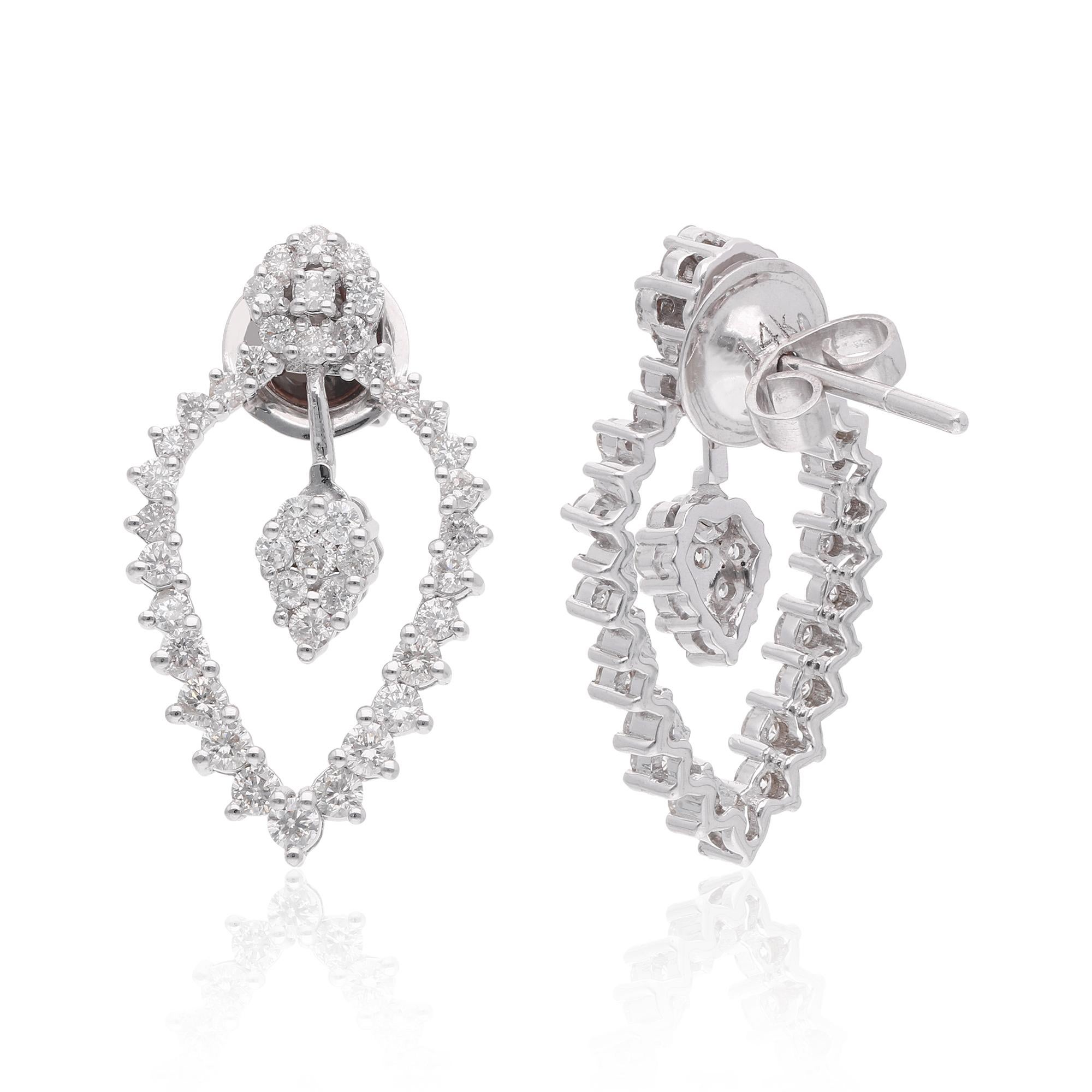 1,35 Karat SI Reinheit HI Farbe Diamant Ohrstecker 14 Karat Weißgold (Moderne) im Angebot