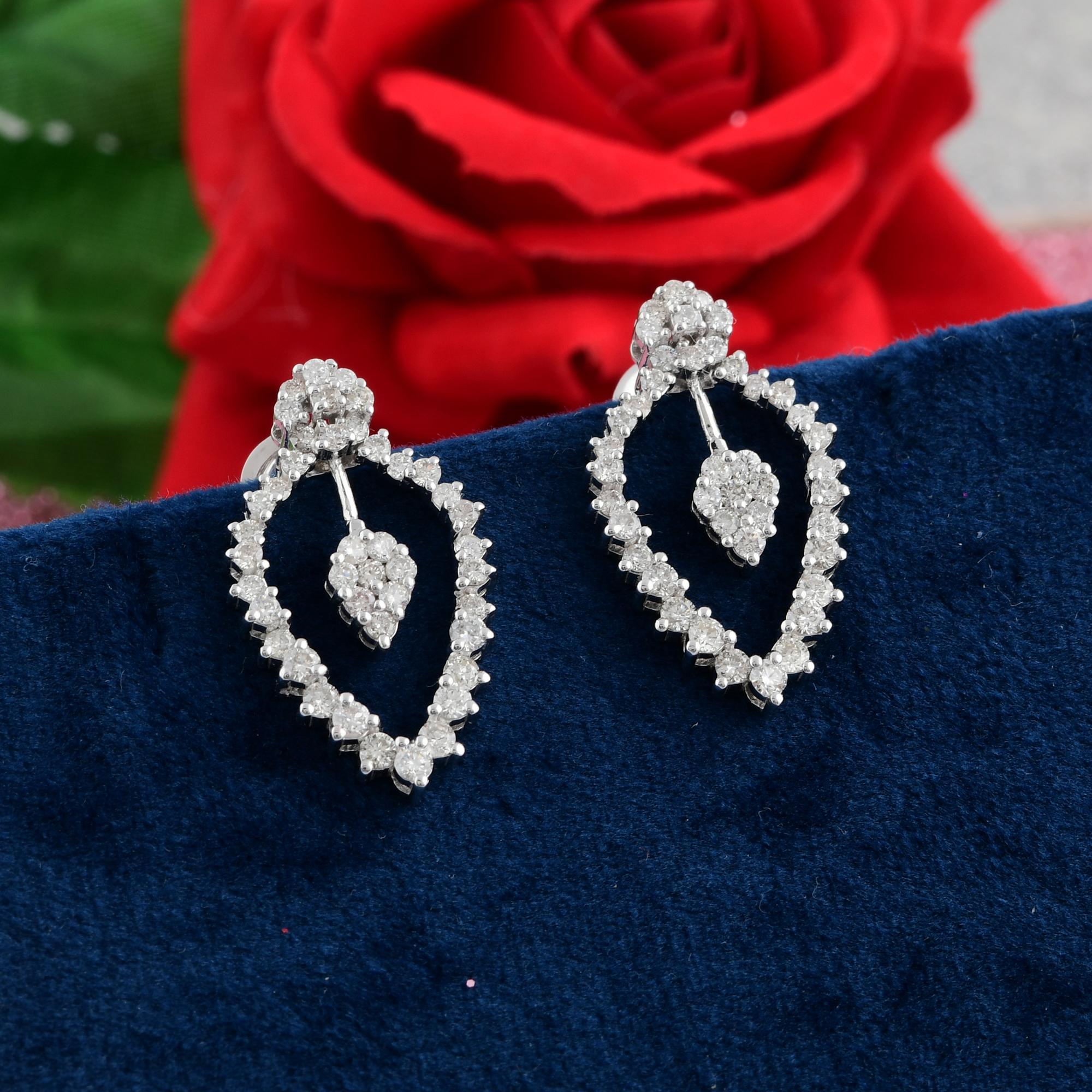 1,35 Karat SI Reinheit HI Farbe Diamant Ohrstecker 14 Karat Weißgold (Rundschliff) im Angebot