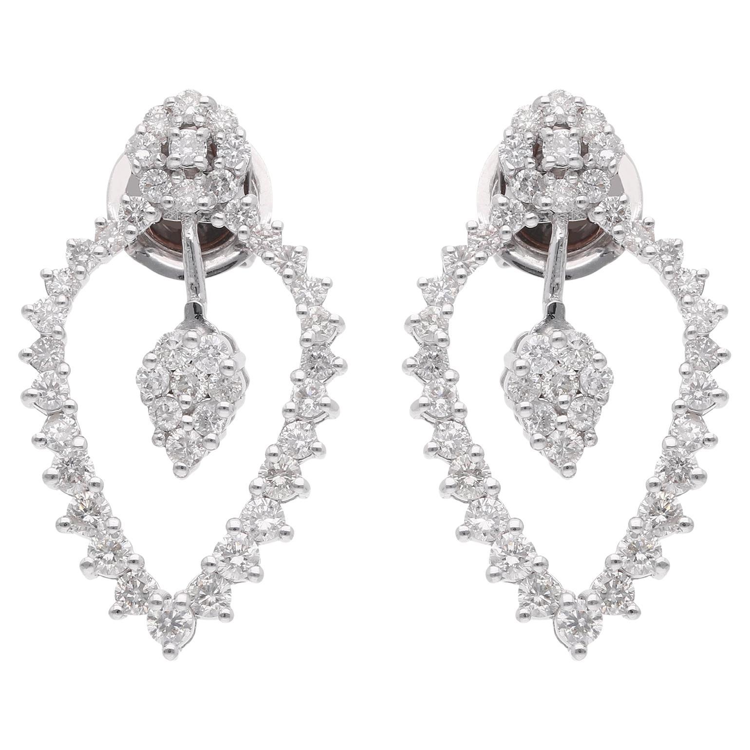 1,35 Karat SI Reinheit HI Farbe Diamant Ohrstecker 14 Karat Weißgold Damen im Angebot