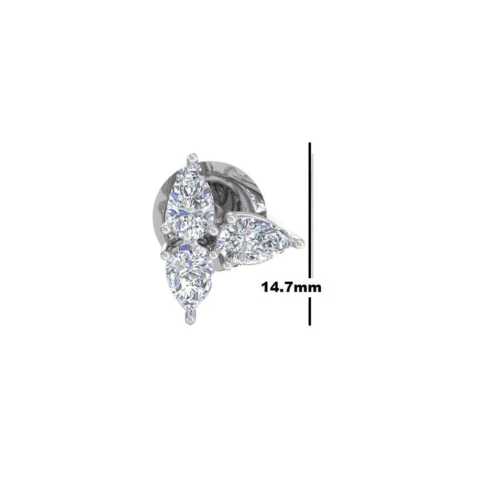 1.35 Carat SI Clarity HI Color Three Diamond Stud Earrings 18 Karat White Gold Neuf - En vente à Diera, Dubai